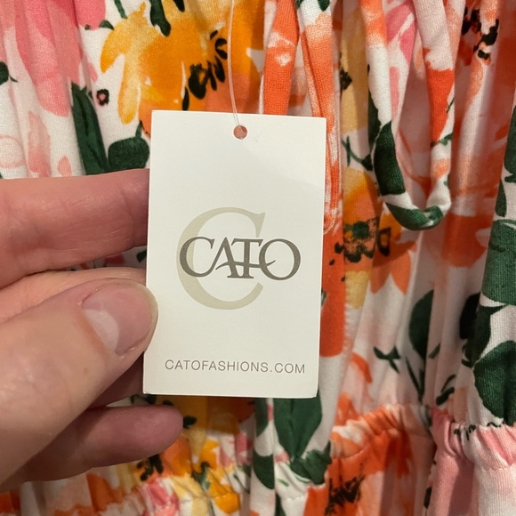 Cato Pink and White Puff Sleeve Maxi Sundress - Picture 5 of 6